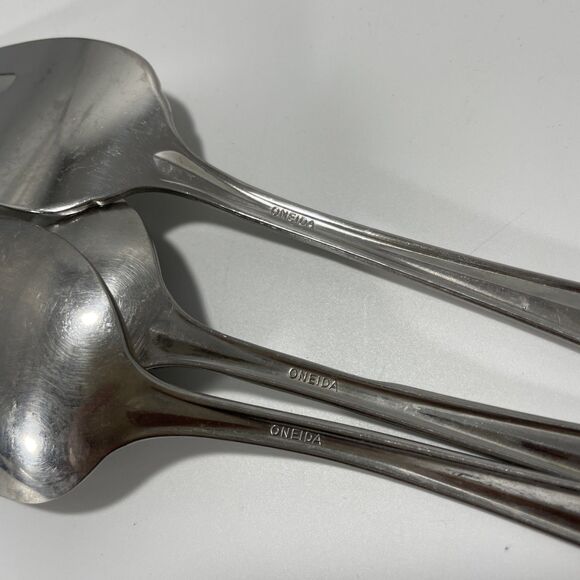 Lot Of 3 Oneida Stainless Gala Impulse Solid Serving Spoon Meat Fork Glossy Vtg - Picture 6 of 6